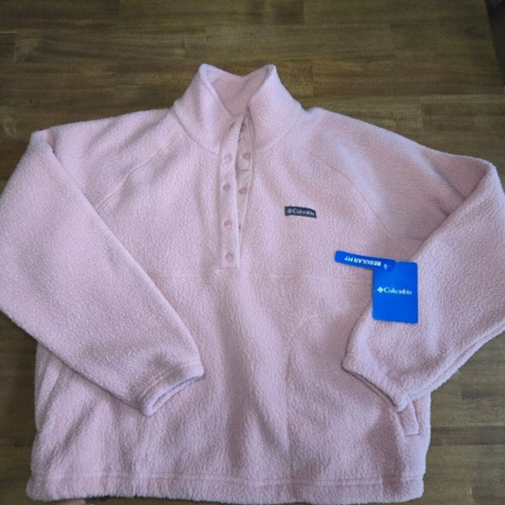 Women's Columbia Jasper Ridge Pebbled Fleece Half Snap Pullover Medium NWT Pink